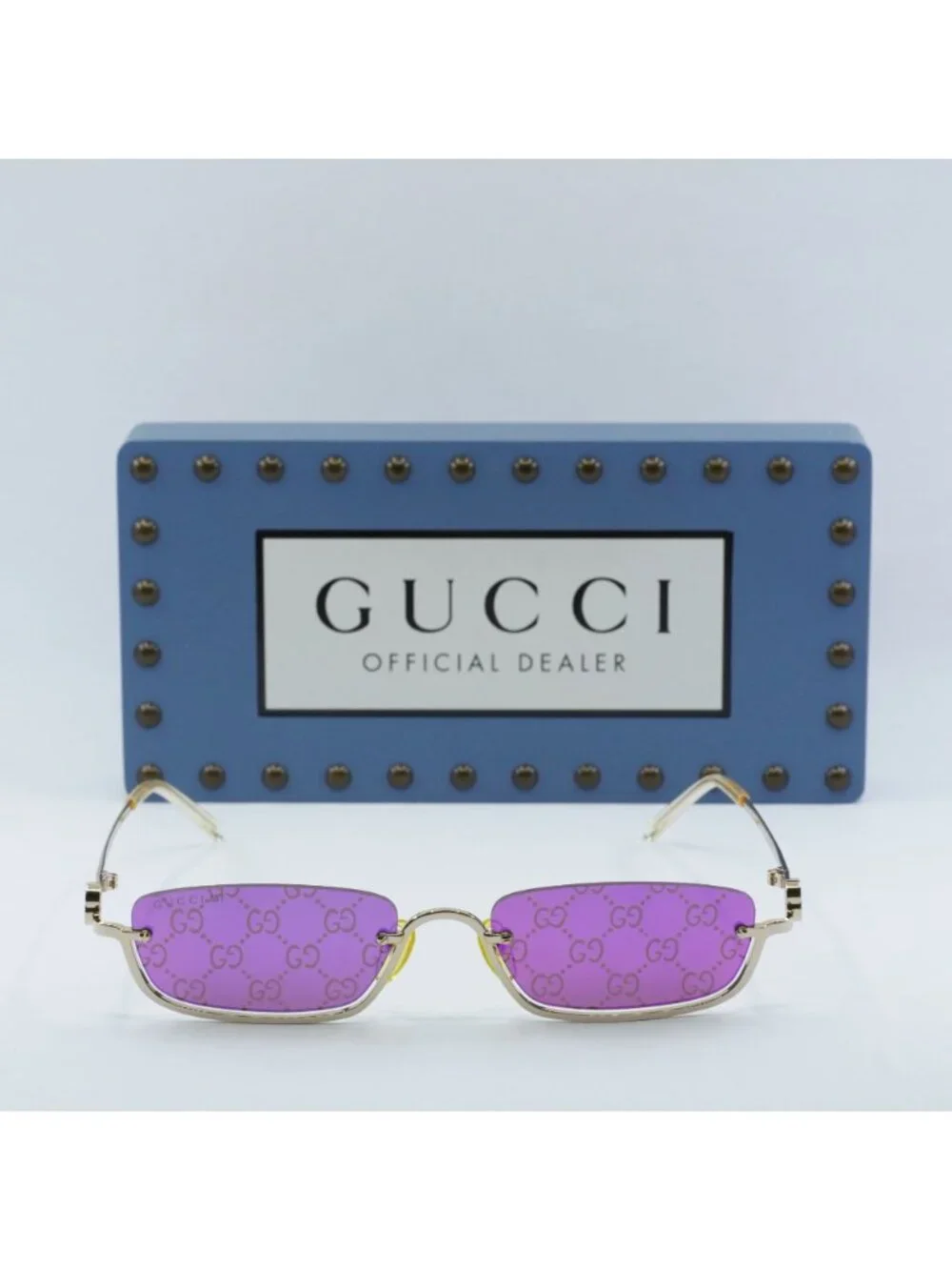 Gucci GG1278S 005 Rectangle Sunglasses - Gold / Violet